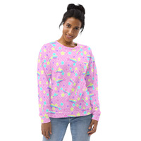 Starry Party Pink Unisex Sweatshirt - Thumbnail 24