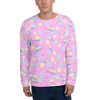 Starry Party Pink Unisex Sweatshirt - Thumbnail 29