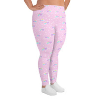 Bubblegum Bunny Shooting Stars Plus Size Leggings - Thumbnail 6