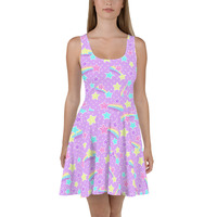 Starry Party Purple Skater Dress - Thumbnail 10