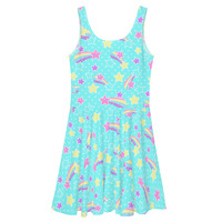 Starry Party Blue Skater Dress - Thumbnail 11