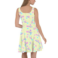 Starry Party Yellow Skater Dress - Thumbnail 5