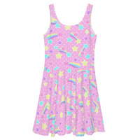Starry Party Pink Skater Dress - Thumbnail 11