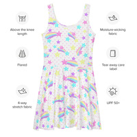 Starry Party White Skater Dress - Thumbnail 9