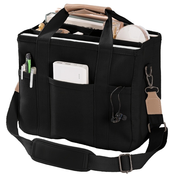 Women's Canvas Shoulder Bag, Multiple Pockets, Canvas Bag, Multifunctional Crossbody Bag for School, Work, Travel, Shopping