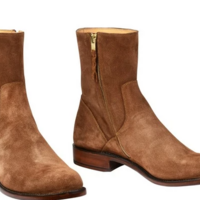 Handmade Mens Brown Suede Zip up Ankle Boots, Men Brown Casual Boots - Thumbnail 1