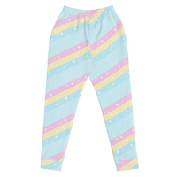 Teatime Fantasy Blue Rainbow Women's Joggers - Thumbnail 17