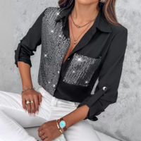 Women'S Beaded Patchwork Long Sleeved Shirt - Thumbnail 1