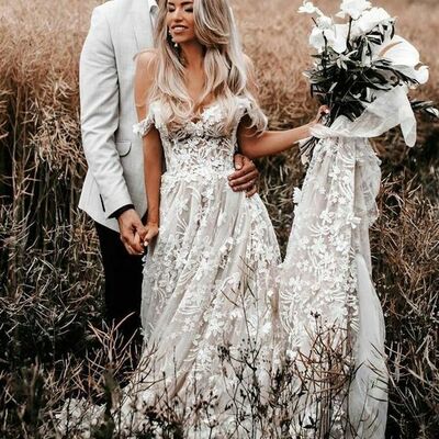 Luxury sheath lace appliques wedding dress bridal gowns - Thumbnail 2