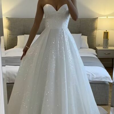 Simple ball gown sequins wedding dress bridal gowns - Thumbnail 1
