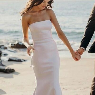 Simple sheath beach boho wedding dress bridal gowns  - Thumbnail 1