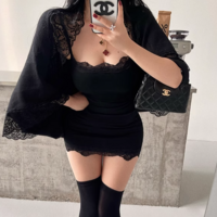 Sexy tight hip skirt waist slim lace short skirt - Thumbnail 1