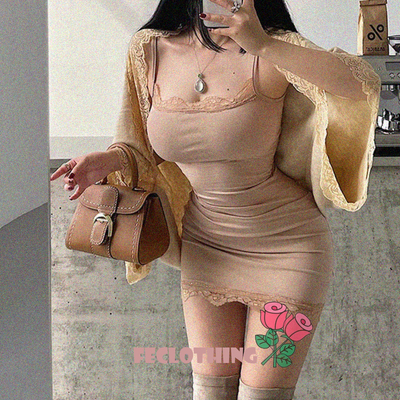 Sexy tight hip skirt waist slim lace short skirt - Thumbnail 4