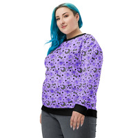 Magical Kawaii Spooky Bats Purple Unisex Sweatshirt - Thumbnail 2