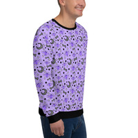 Magical Kawaii Spooky Bats Purple Unisex Sweatshirt - Thumbnail 14