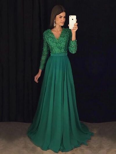 Green Mother of Bride/ Groom Dress Simple Lace Evening Formal Gowns Prom Dress