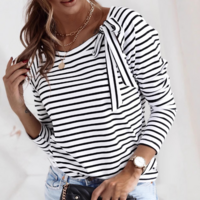 Women'S Black Striped Long Sleeved Shirt - Thumbnail 1