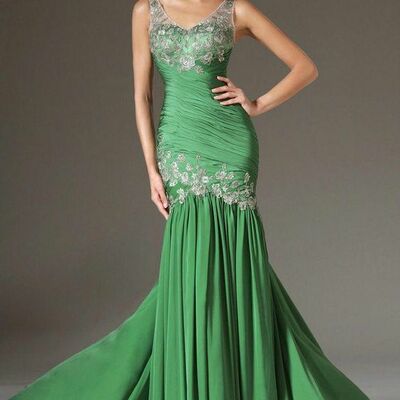 Simple mother of bride/ groom dress green evening formal gowns prom dress