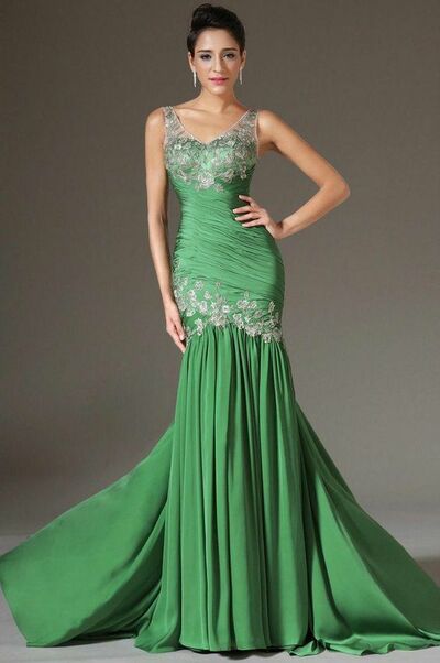 Simple Mother of Bride/ Groom Dress Green Evening Formal Gowns Prom Dress