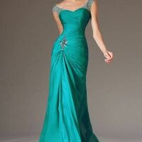 Simple Mother of Bride/ Groom Dress Blue Evening Formal Gowns Prom Dress - Thumbnail 1