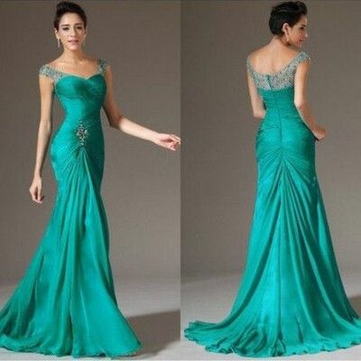 Simple mother of bride/ groom dress blue evening formal gowns prom dress