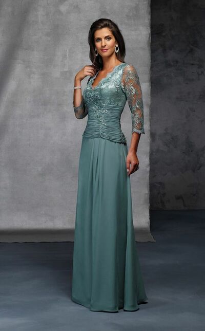 Simple Mother of Bride/ Groom Dress Blue Lace Evening Formal Gowns Prom Dress