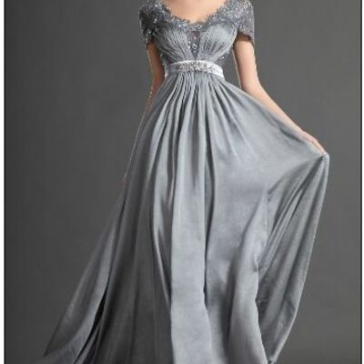 Silver mother of bride/ groom dress lace evening formal gowns prom dress
