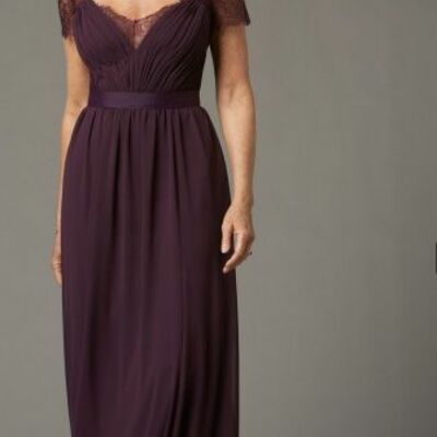 Simple mother of bride/ groom dress lace wine red evening formal gowns prom dress