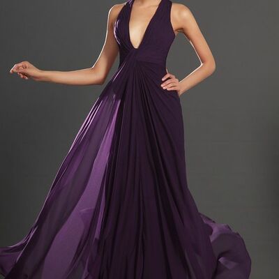 Simple mother of bride/ groom dress purple evening formal gowns prom dress