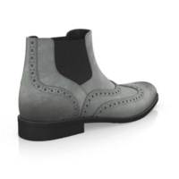 New Grey Handmade Suede Wing tip Brogue Ankle Dress Boots For Mens, Formal Boots for Mens     - Thumbnail 2