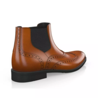Men Tan Leather Wing Tip Brogue Handmade Chelsea Ankle Boots, Mens Wingtip Brogue Ankle Boots - Thumbnail 2
