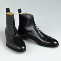 Handmade Mens Black Tuxedo Lace Up Dress Boots, Men Black oxfords Toe High Ankle Boot - Thumbnail 1