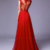 Sexy lace applique A-line luxury prom dress - Thumbnail 1