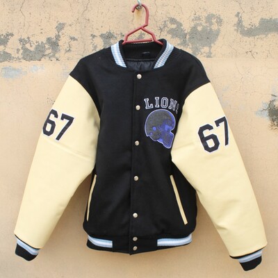 Crafted leather vintage wool - leather sleeves motorcycle jacket