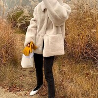 Retro Vintage Women's Faux Fur Coat - Thumbnail 4