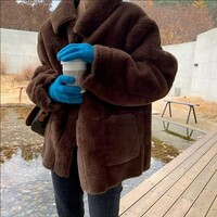 Retro Vintage Women's Faux Fur Coat - Thumbnail 2