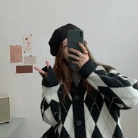 Diamond Knitted Sweater Cardigan - Thumbnail 7
