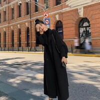 Korean Casual Winter Trench Coat in Red and Black - Thumbnail 6