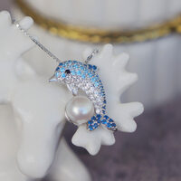 Dolphin- 925 Sterling Silver Pendant Natrual Freshwater Pearl Pendant For Kids for Lady Great Gift Exquisite Gitt - Thumbnail 4