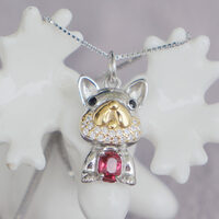 Jedi Spinel Dog Pendant Red Spinel 925 Sterling Silver Pendant Cute Dog Design for Kid Gift for Lady /Man - Thumbnail 1