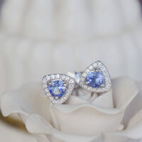 Sparkling Natural Tanzanite Trillion Earstuds 925 Sterling Silver Stud Earrings Gift for girlfriend for Birthday - Thumbnail 3