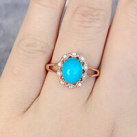 American Arizona Sleeping Beauty Turquoise Ring 925 Sterling Silver Ring Gift for Birthday Anniversary US size 7 - Thumbnail 5