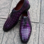 Crafted Leather Men Classic Purple Crocodile/Alligator Handmade Genuine Leather Dress Shoes-3