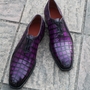 Crafted Leather Men Classic Purple Crocodile/Alligator Handmade Genuine Leather Dress Shoes-4