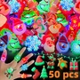 50 Pieces 3D Ring Toys, Christmas Party Favors Glitter Finger Rings, Kids Rings Glow In The Dark Party Supplies, -3