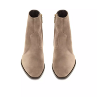 New Beige Handmade Suede Chelsea Ankle Formal Boots for Mens, Men Dress Boot, New Zipper Boot - Thumbnail 1