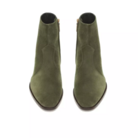 New Olive Green Handmade Suede Chelsea Ankle Formal Boots for Mens, Men Dress Boot, New Zipper Boot - Thumbnail 1