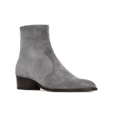 New gray handmade suede chelsea ankle formal boots for mens, men dress boot, new zipper boot