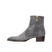 New Gray Handmade Suede Chelsea Ankle Formal Boots for Mens, Men Dress Boot, New Zipper Boot - Thumbnail 1