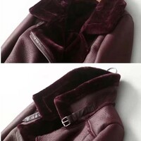 Thickened Padded Warm Biker Style PU Leather Coat  - Thumbnail 6